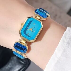 Golden Sapphire Turquoise Classic Wristwatch